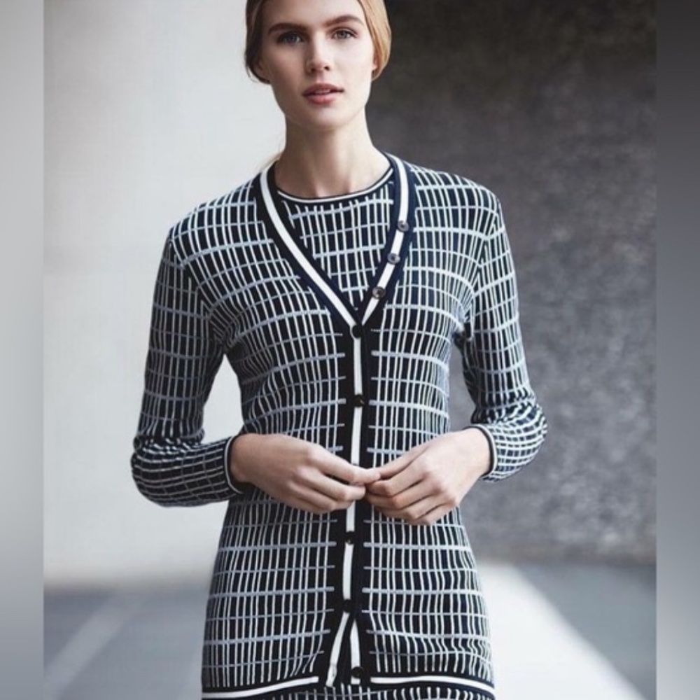 Brooks Brothers NWT navy and white sweater cardigan and shell set sz M